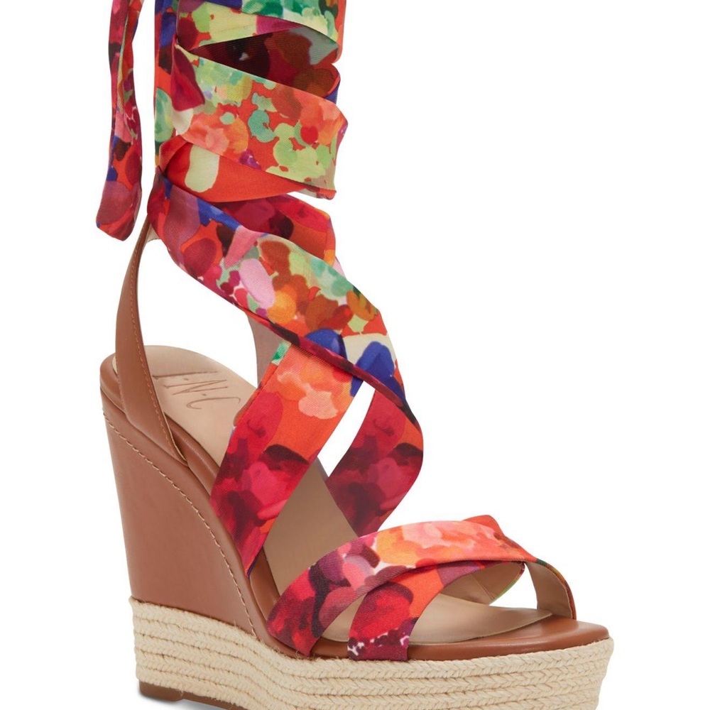 I.N.C. Floral Lace up Wedges
